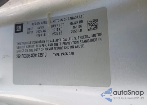 2012 Chevrolet Camaro 2Lt из США, поврежденный, VIN 2G1FC3D34C9123519